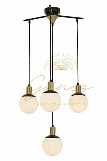 Siyah Boyalı Modern Avize AVONNI AV-1838-4BSY