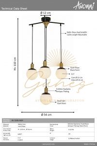 Siyah Boyalı Modern Avize AVONNI AV-1838-4BSY