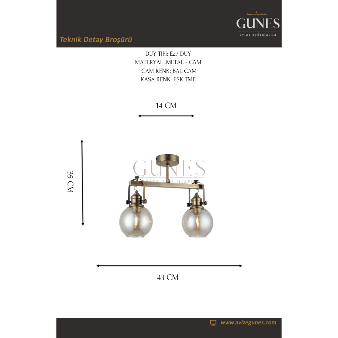 AYTAÇ LUCEA PONTE 2 Lİ PLAF. ESK. 2xE27