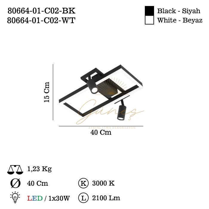 LICATA LEDLI BEYAZ PLAFONYER 3000K 30W