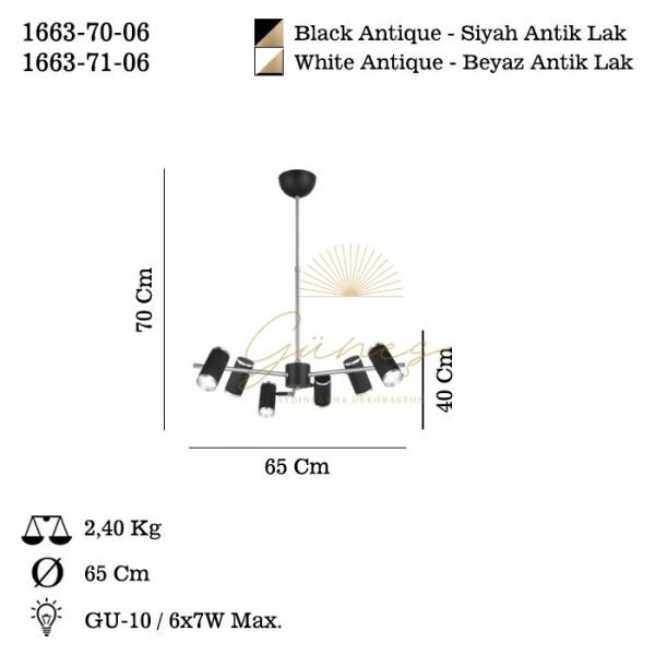 LUME 6 LI BEYAZ-ANTIK LAK AVIZE 6XGU10