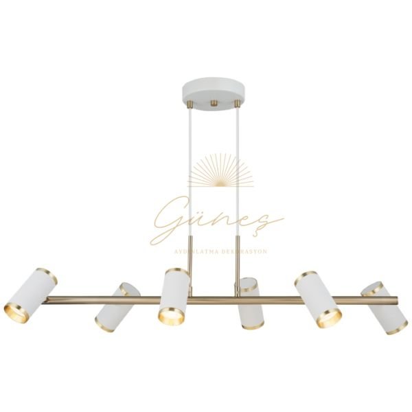 LUME 6 LI BEYAZ-ANTIK LAK SIRALI AVİZE 6XGU10