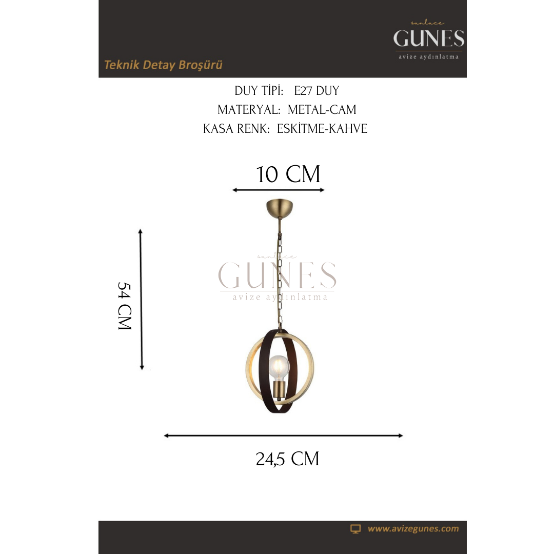 AYTAÇ LUCEA TADO TEKLİ ESK./KAHVE BOYALI AVİZE 1XE27