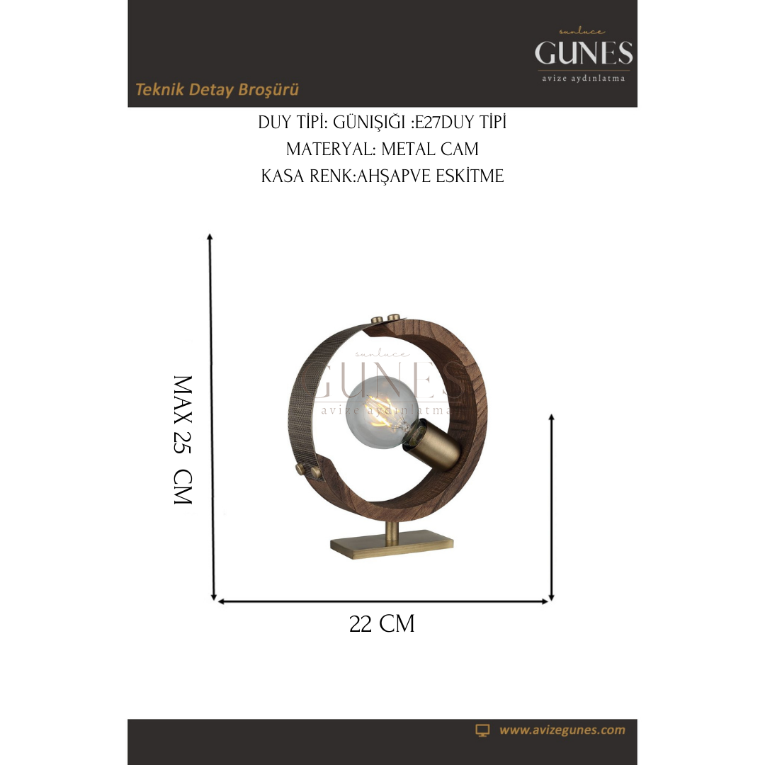 AYTAÇ LUCEA MANYA AHŞAPLI ESKİTME M.LAMBASI 1XE27