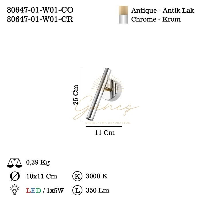 KORDO TEKLI KROM LEDLI APLIK 3000K