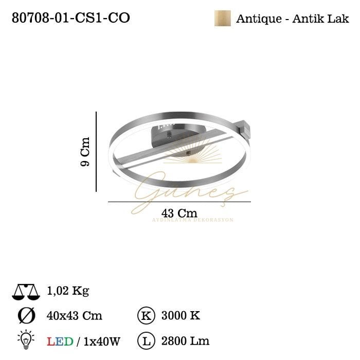 GESTA K.BOY LEDLI PLAFONYER 40W 3000K