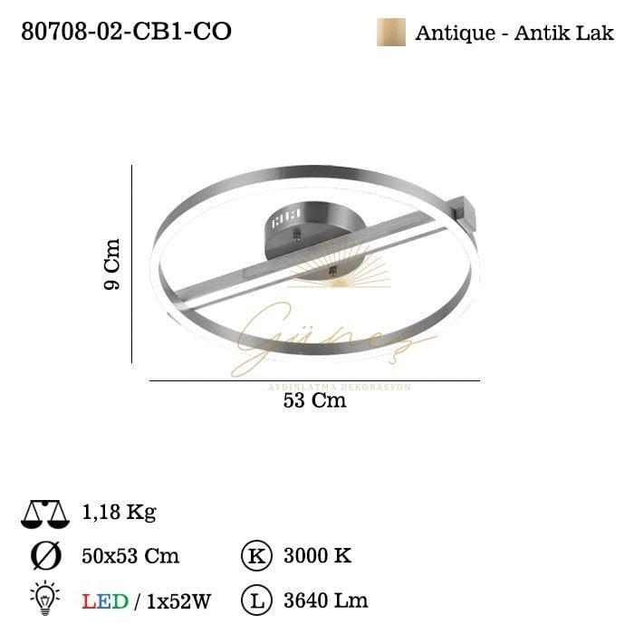 GESTA B.BOY LEDLI PLAFONYER 52W 3000K