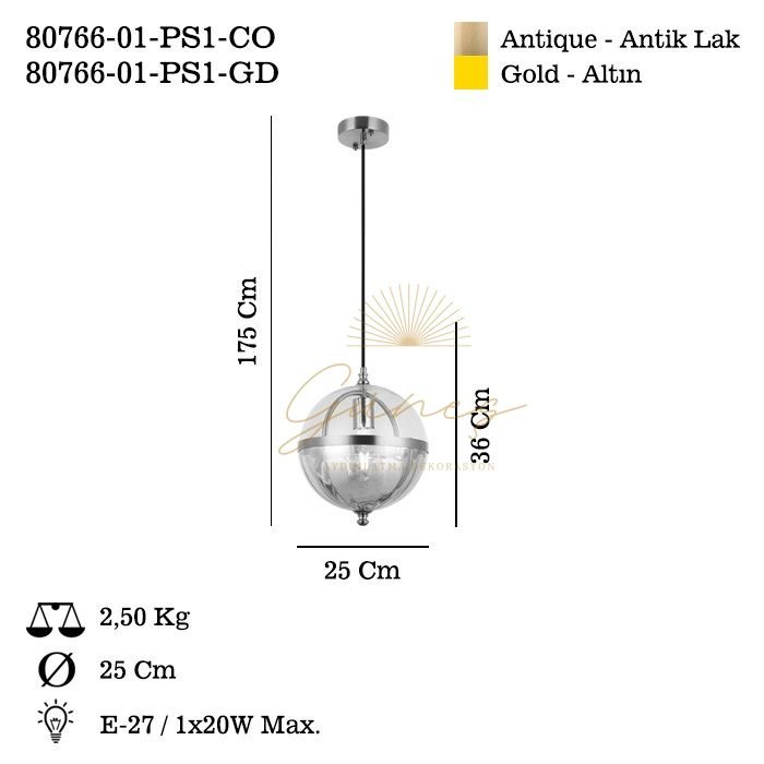 ESTANTE K.BOY ANTIK TEKLI SARKIT 1XE27