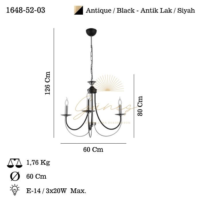 FERRA 3 LU ANTIK LAK AVIZE 3XE14