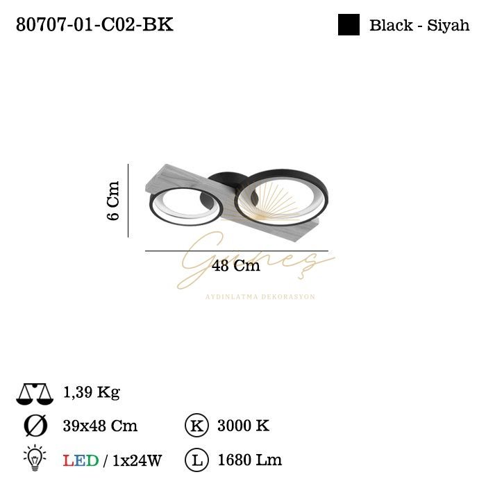 CASELLA LEDLI 2 LI PLAFONYER 24W 3000K