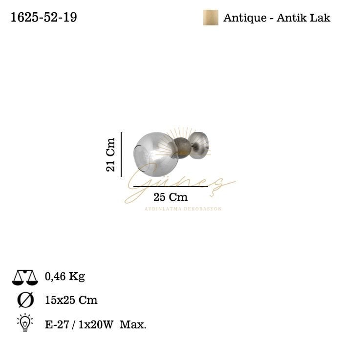 BONNE TEKLI ANTIK LAK APLIK 1XE27