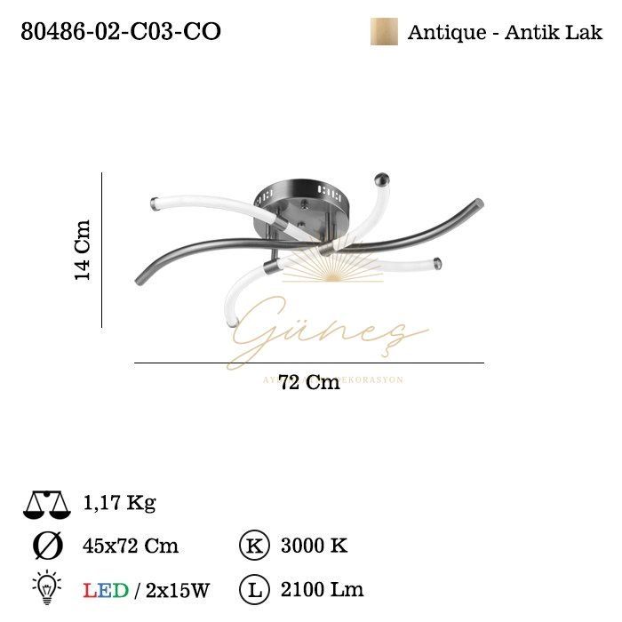 ARMINO 3 LU LEDLI PLAFONYER 23W 3000K