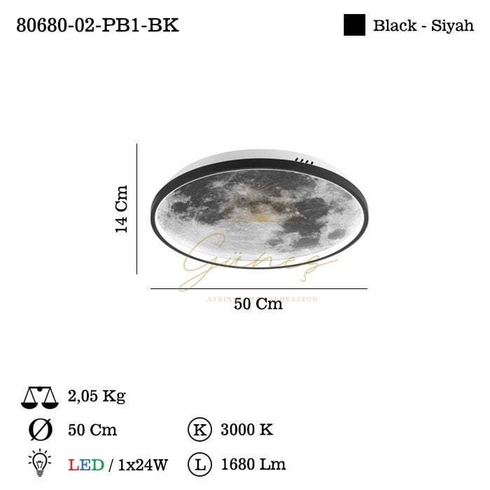 BALBANO B.BOY LEDLI SIYAH PLAFONYER 24W 3000K