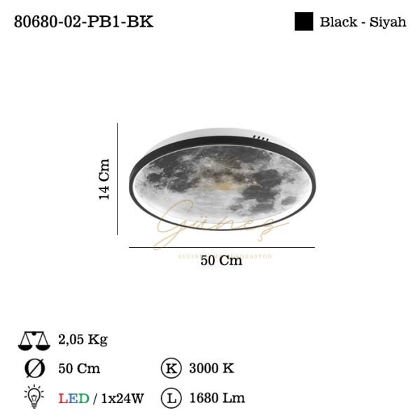 BALBANO B.BOY LEDLI SIYAH PLAFONYER 24W 3000K