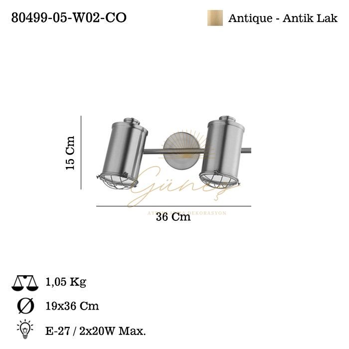 ACOSTA 2 LI ESKITME APLIK 2XE27