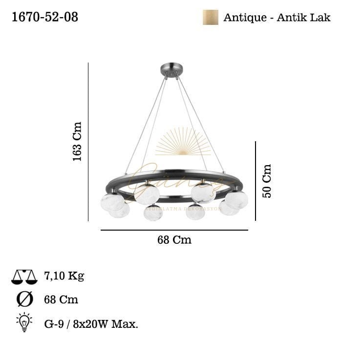 TOLOSA 8 LI ANTIK LAK AVİZE 8XG9