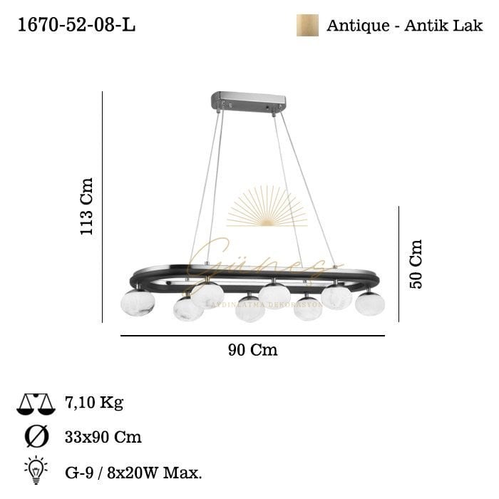 TOLOSA 8 LI ANTIK LAK Y.M AVİZE 8XG9