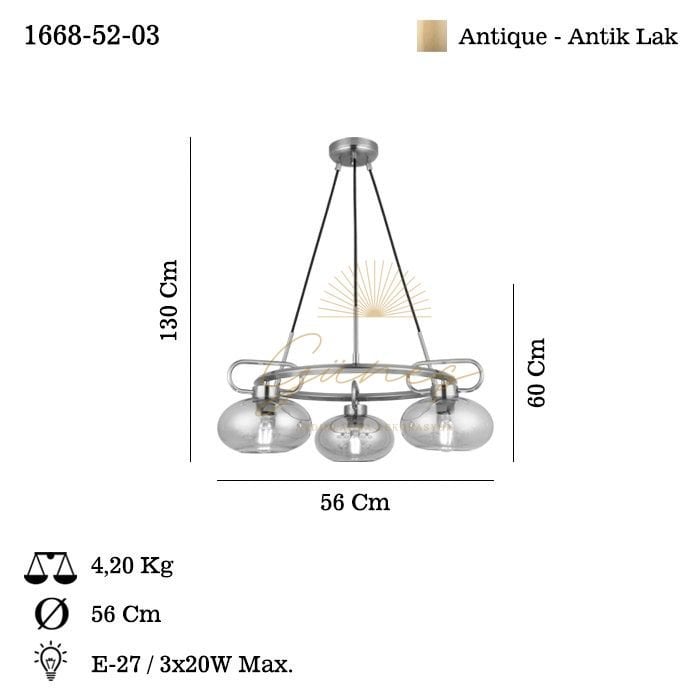 ROLAN 3 LU ANTIK LAK AVIZE 3XE27