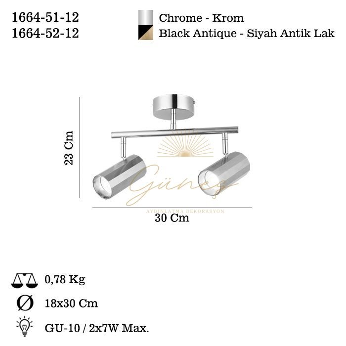 OKTANO 2 LI KROM PLAFONYER 2XGU10