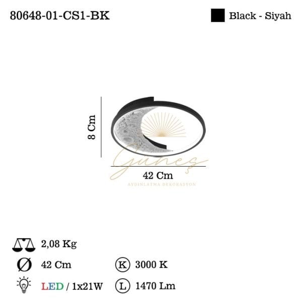 MULEN L400 SIYAH LEDLI PLAFONYER 3000K