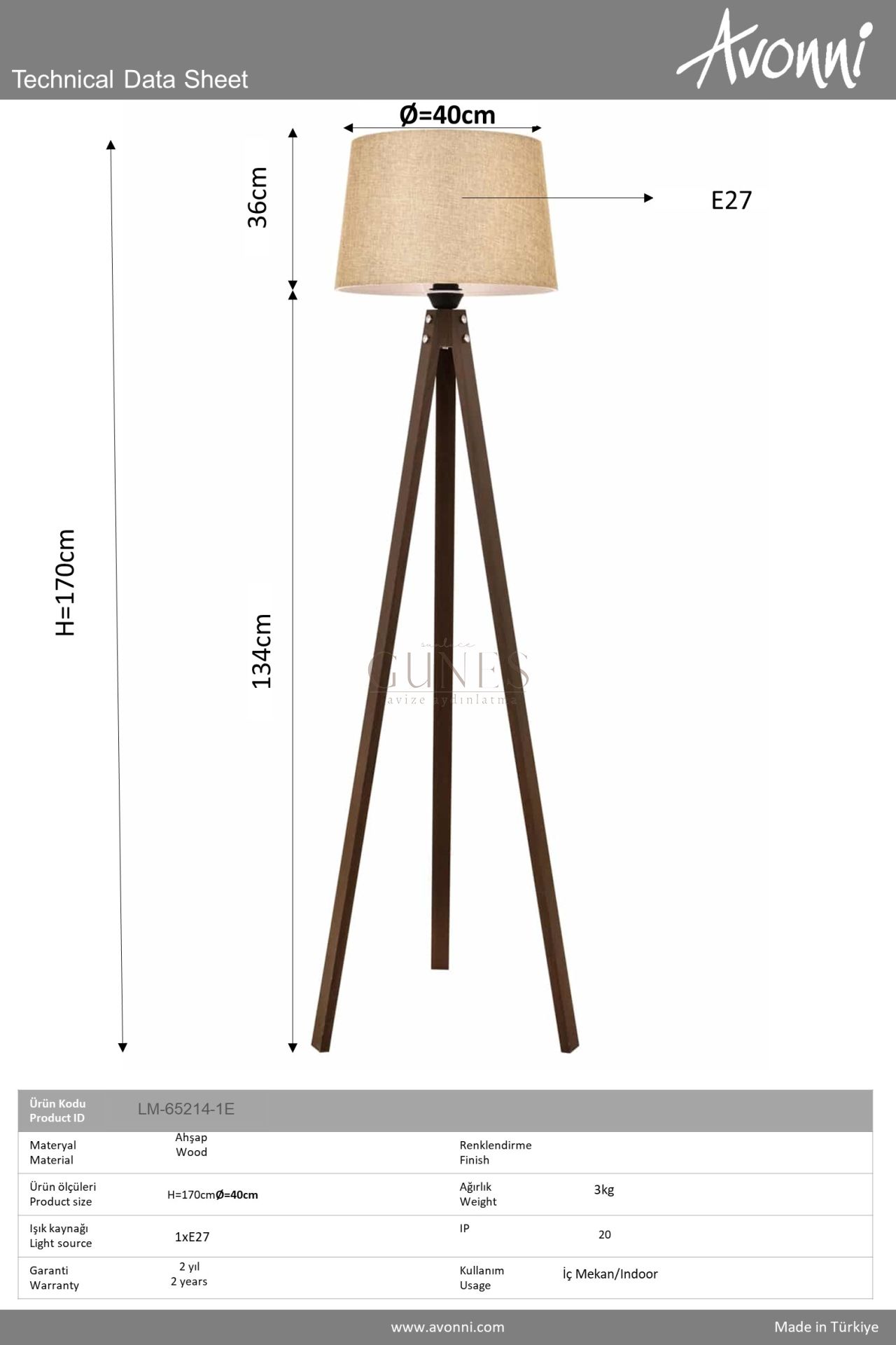 Eskitme Kaplama Lambader AVONNI LM-65214-1E