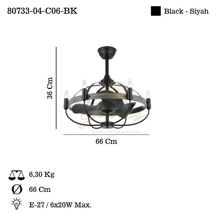 VANTONE 04 SIYAH 6 LI PLAFONYER 6XE14