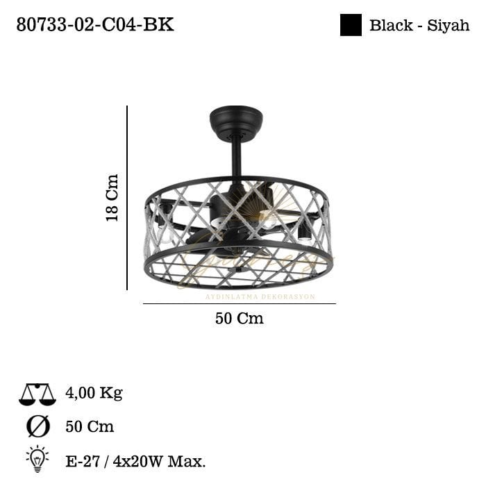 VANTONE 02 SIYAH 4 LU PLAFONYER 4XE27