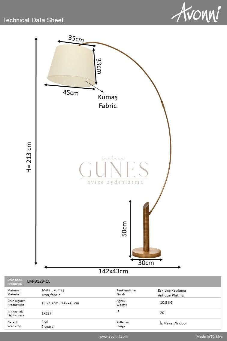 Eskitme Kaplama Lambader AVONNI LM-9129-1E