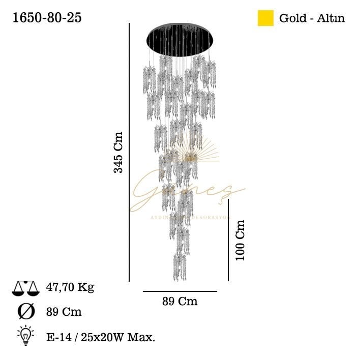 VENON 25 LI ALTIN SARKIT AVİZE 25XE14