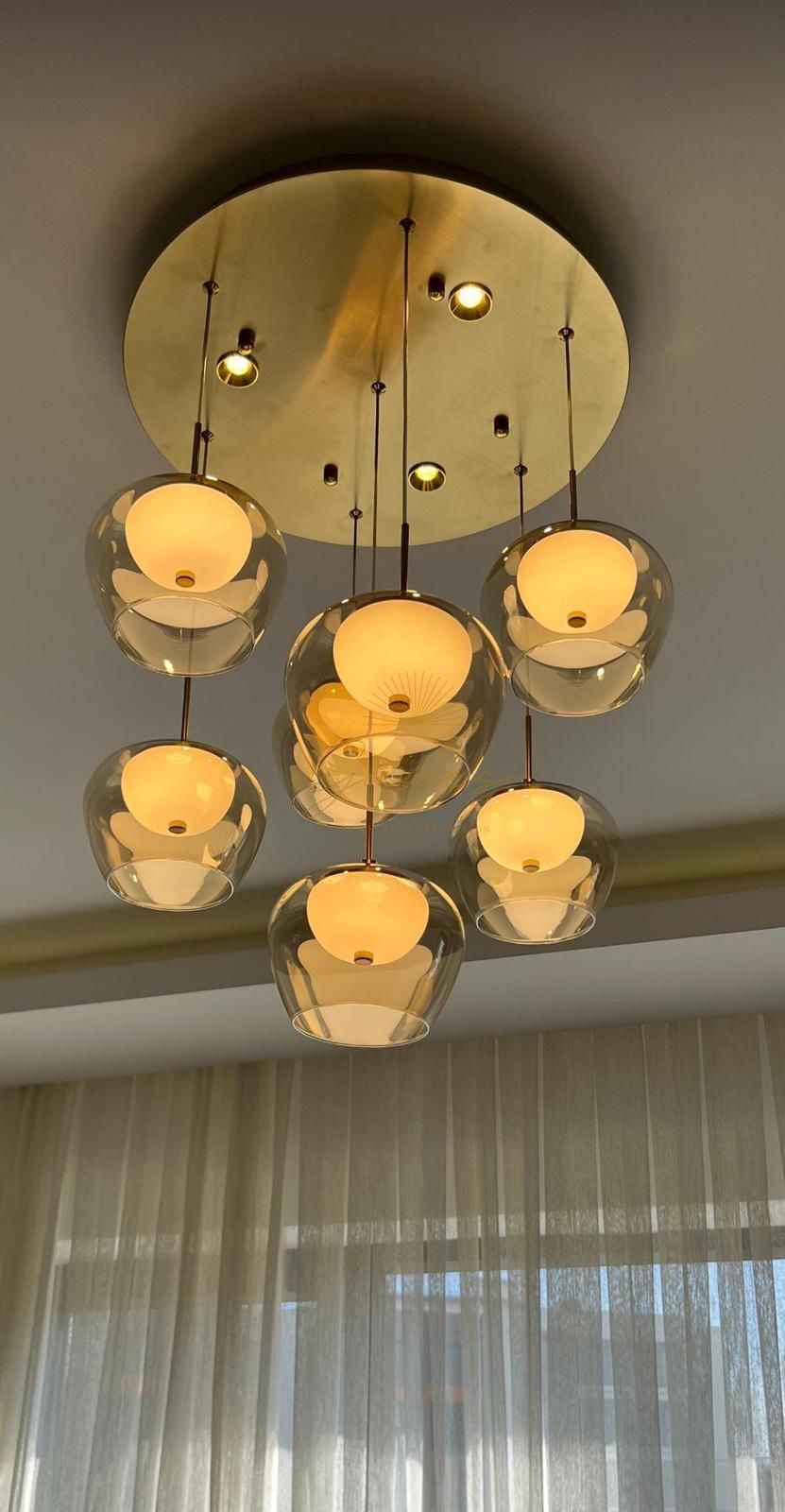 MODERN CAMLI ESKİTME 6 LI LED AVİZE