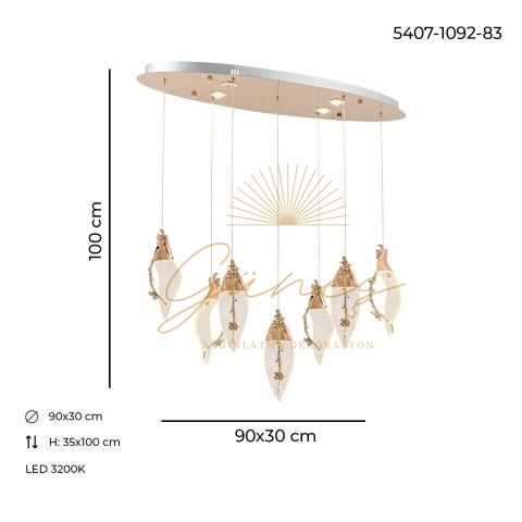 Cherry 7li Sıralı Avize Gold