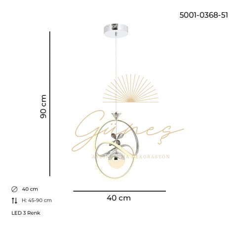 Zara Tekli Sarkıt Avize Krom Eskitme