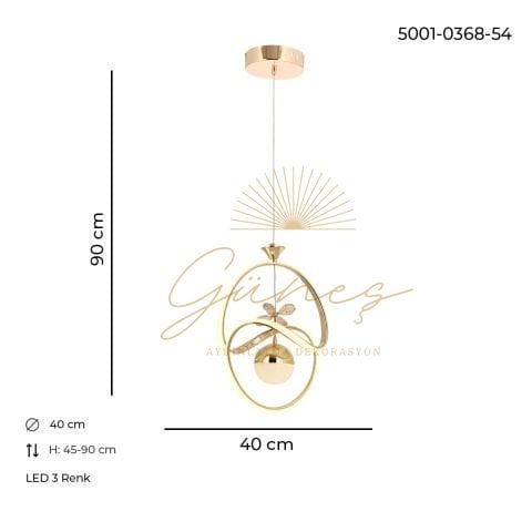 Zara Tekli Sarkıt Avize Gold Eskitme