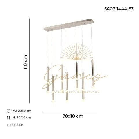 Yaren 7li Sıralı Avize Nikel Eskitme
