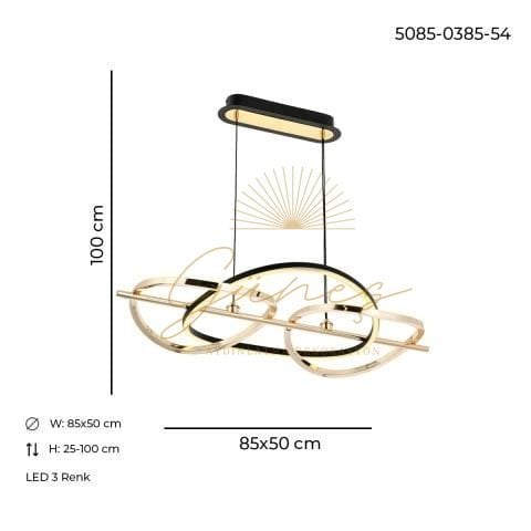 Tuna 2li Sarkıt Avize Gold-Black