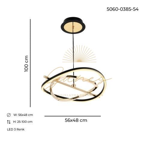 Tuna Tekli Sarkıt Avize Gold-Black