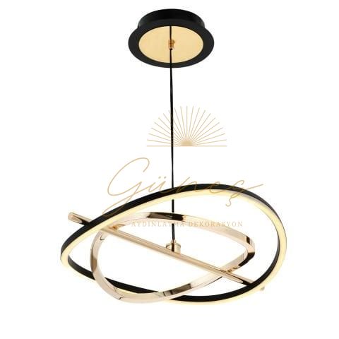 Tuna Tekli Sarkıt Avize Gold-Black