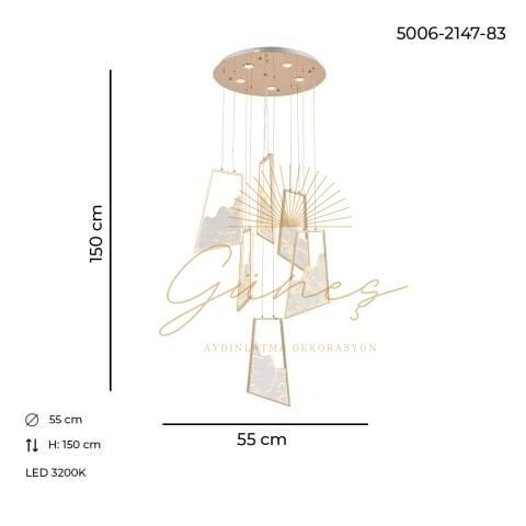 Toros 6lı Sarkıt Avize Gold