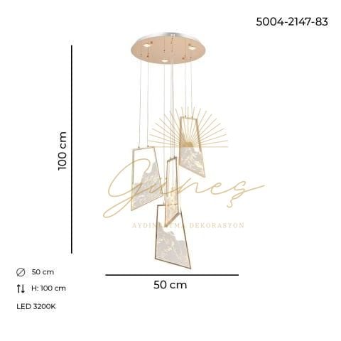 Toros 4lü Sarkıt Avize Gold