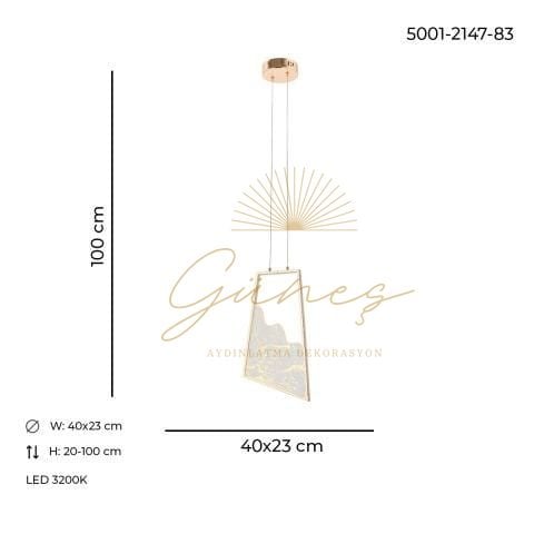 Toros Tekli Sarkıt Avize Gold