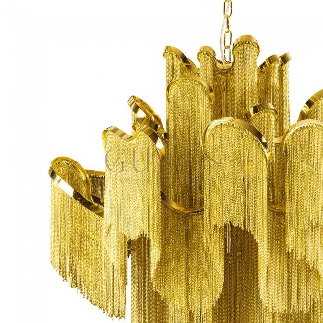 Chained 16 Lambalı Zincir Avize Altın