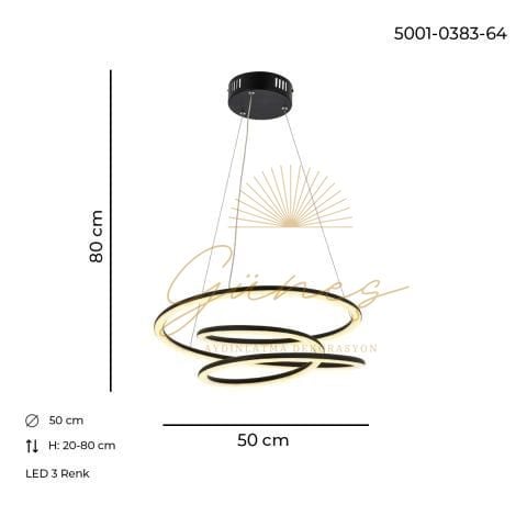 Selene Tekli Sarkıt Avize Siyah