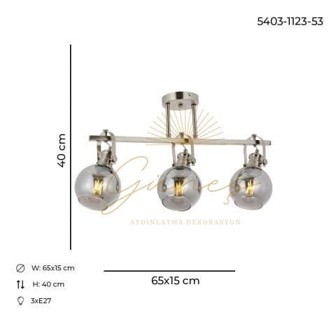 Pangaltı 3lü Çemberli Modern Avize Nikel