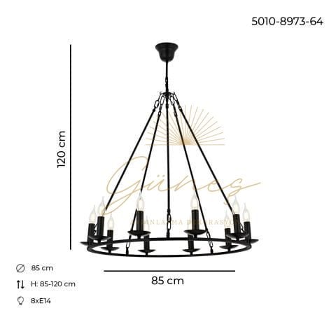 Munzur 10lu Modern Avize Siyah