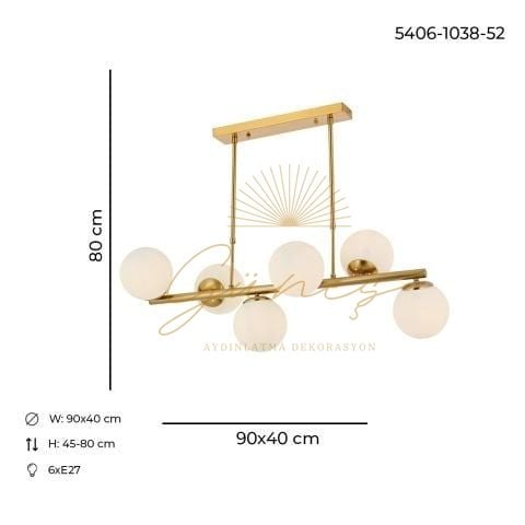 Milan 6lı Sıralı Lak Eskitme Avize