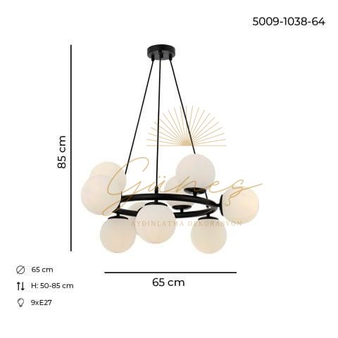 Milan 9lu YV Siyah Modern Avize