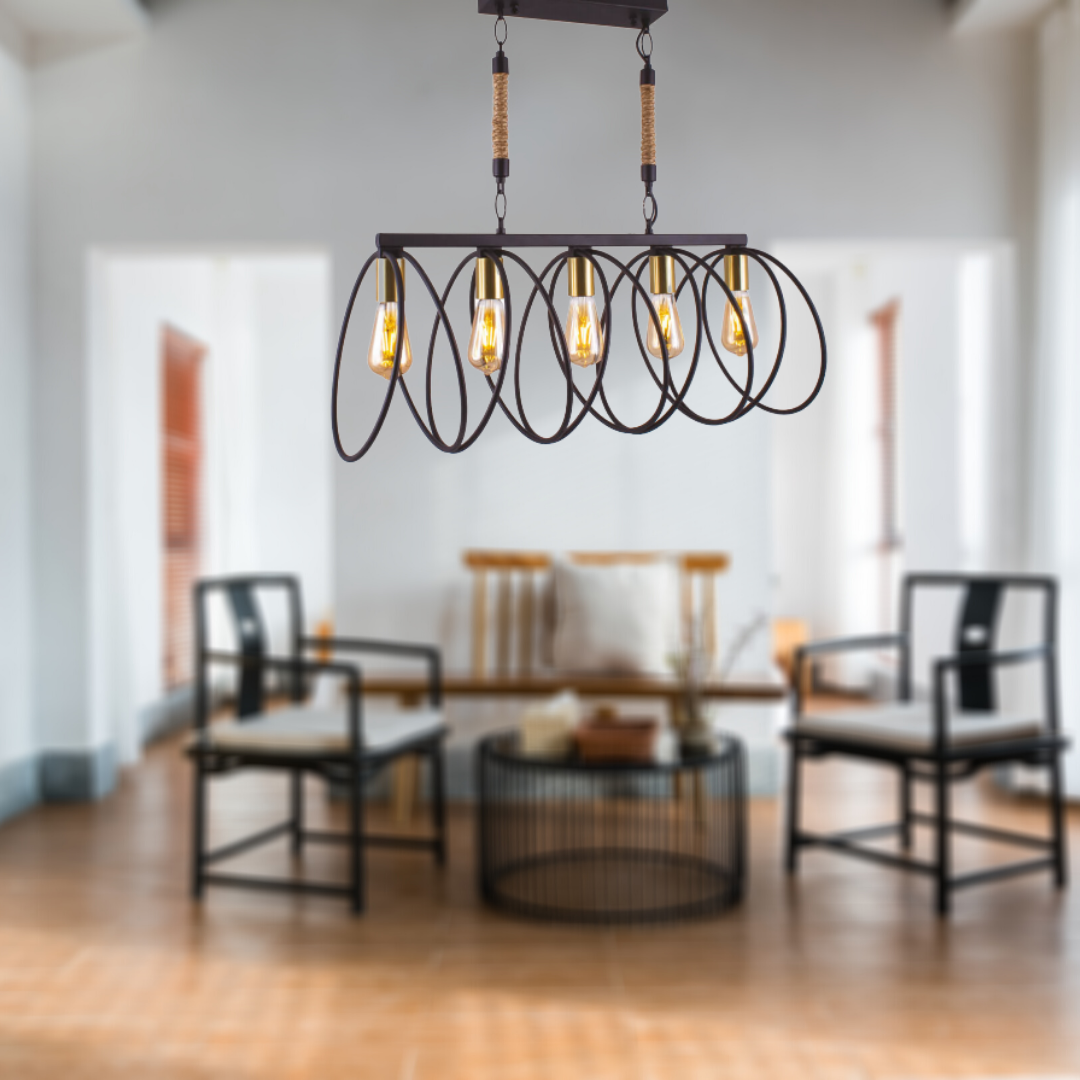 Seka Siyah Halkalı 5'li Avize