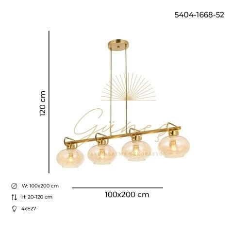 London 4lü Sıralı Avize Eskitme