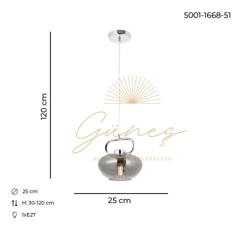 London Tekli Sarkıt Avize Krom