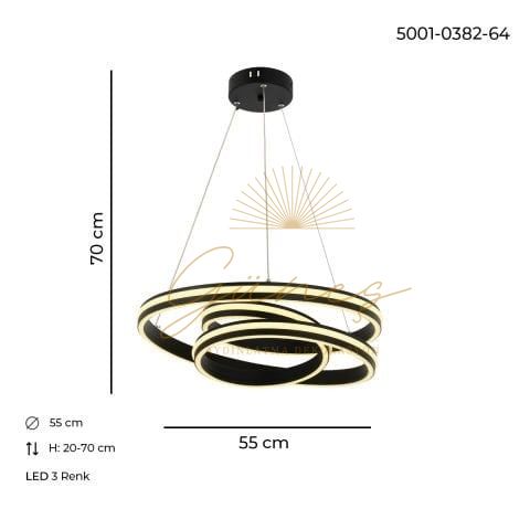 Livia Tekli Sarkıt Avize Siyah